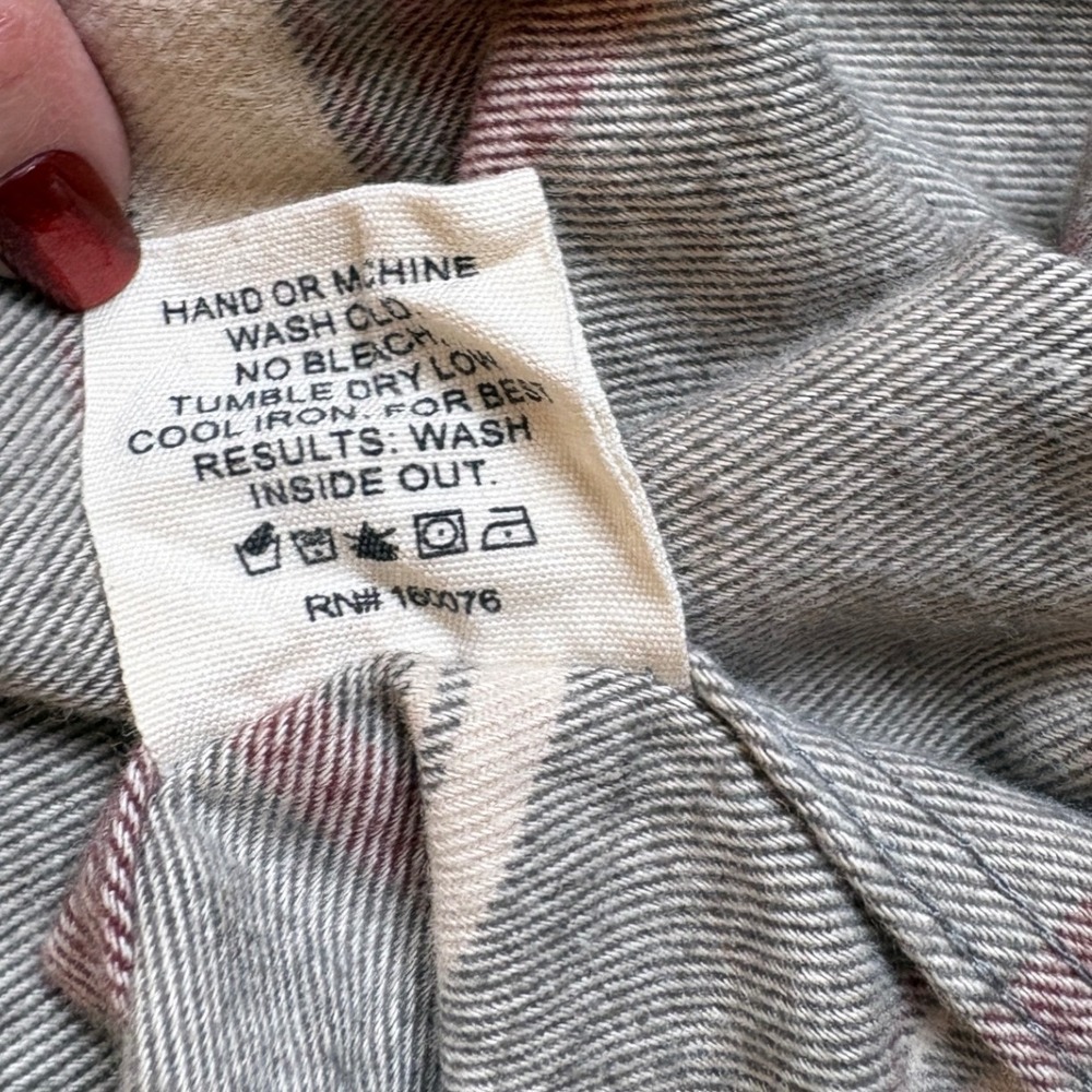 Woolly Dry Goods Charcoal & Burgundy Striped Flannel Shirt, Large Cabincore - Picture 7 of 7